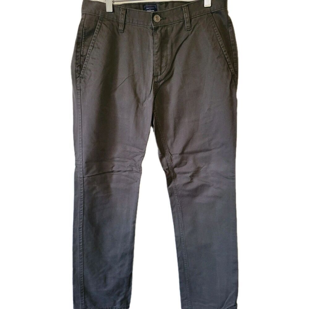 Gap Lived In Slim Khaki Pants Dark Gray Casual Everyday Trousers Mens 31x30